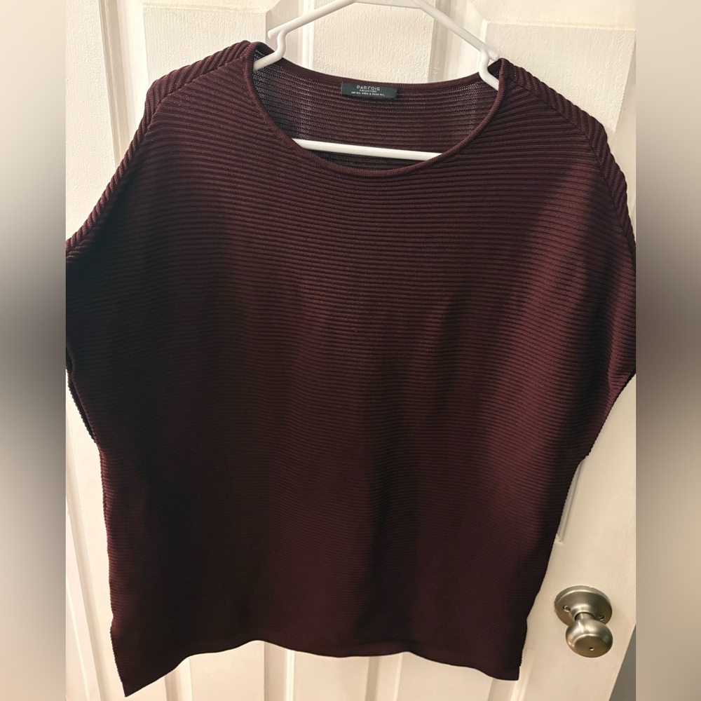Maroon Ribbed Knit Top